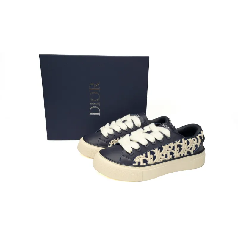 Dior B33 Sneaker Navy Blue Smooth Calfskin Oblique Raised Embroidery (Numbered) 3SN303ZYQ_H561