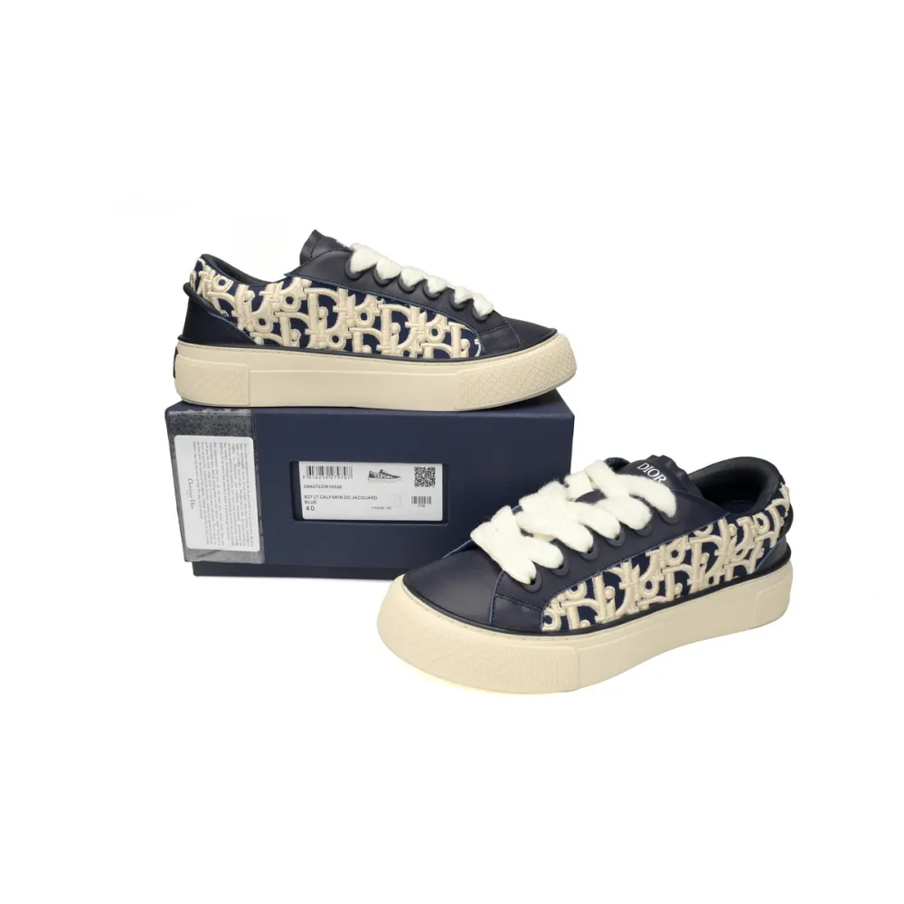 Dior B33 Sneaker Navy Blue Smooth Calfskin Oblique Raised Embroidery (Numbered) 3SN303ZYQ_H561