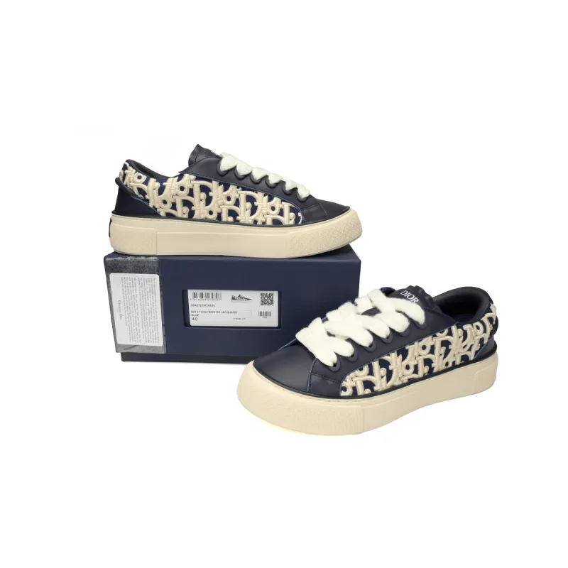 Dior B33 Sneaker Navy Blue Smooth Calfskin Oblique Raised Embroidery (Numbered) 3SN303ZYQ_H561