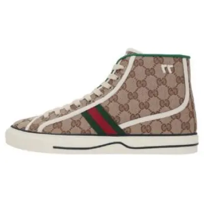Gucci Tennis 1977 Canvas High Top Beige GG Print 625807 HVK70 9765 01