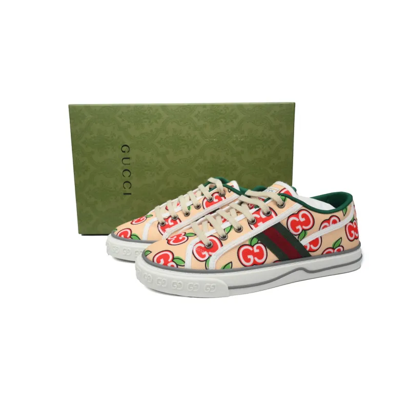 Gucci Tennis 1977 GG Logo Beige And Red