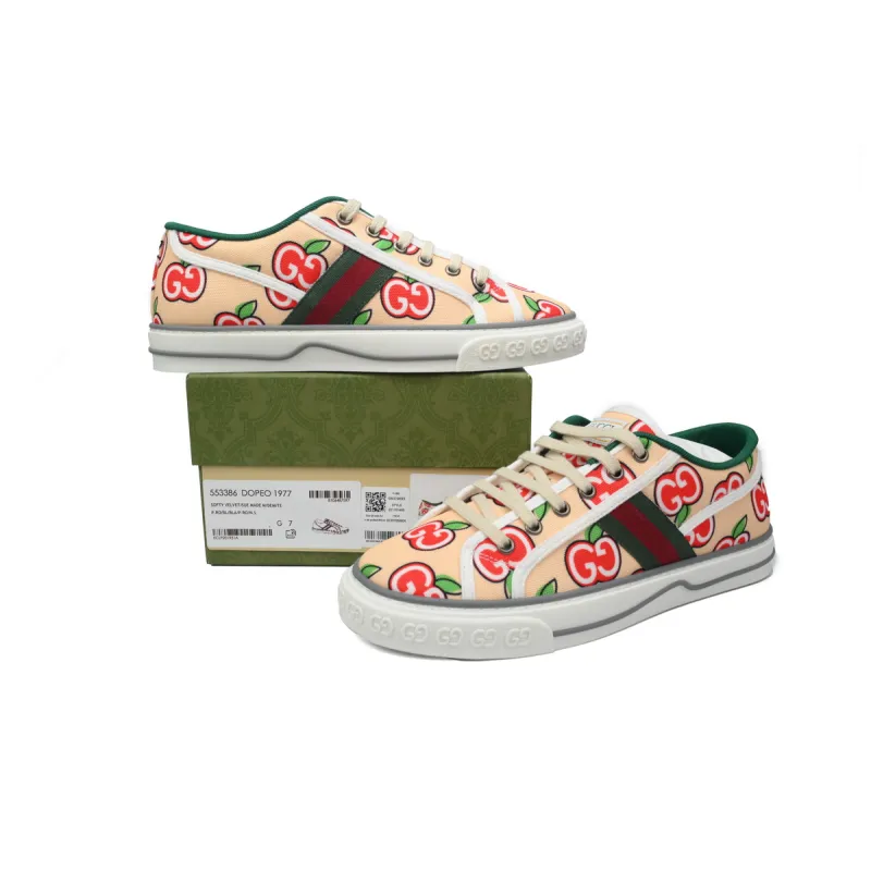 Gucci Tennis 1977 GG Logo Beige And Red