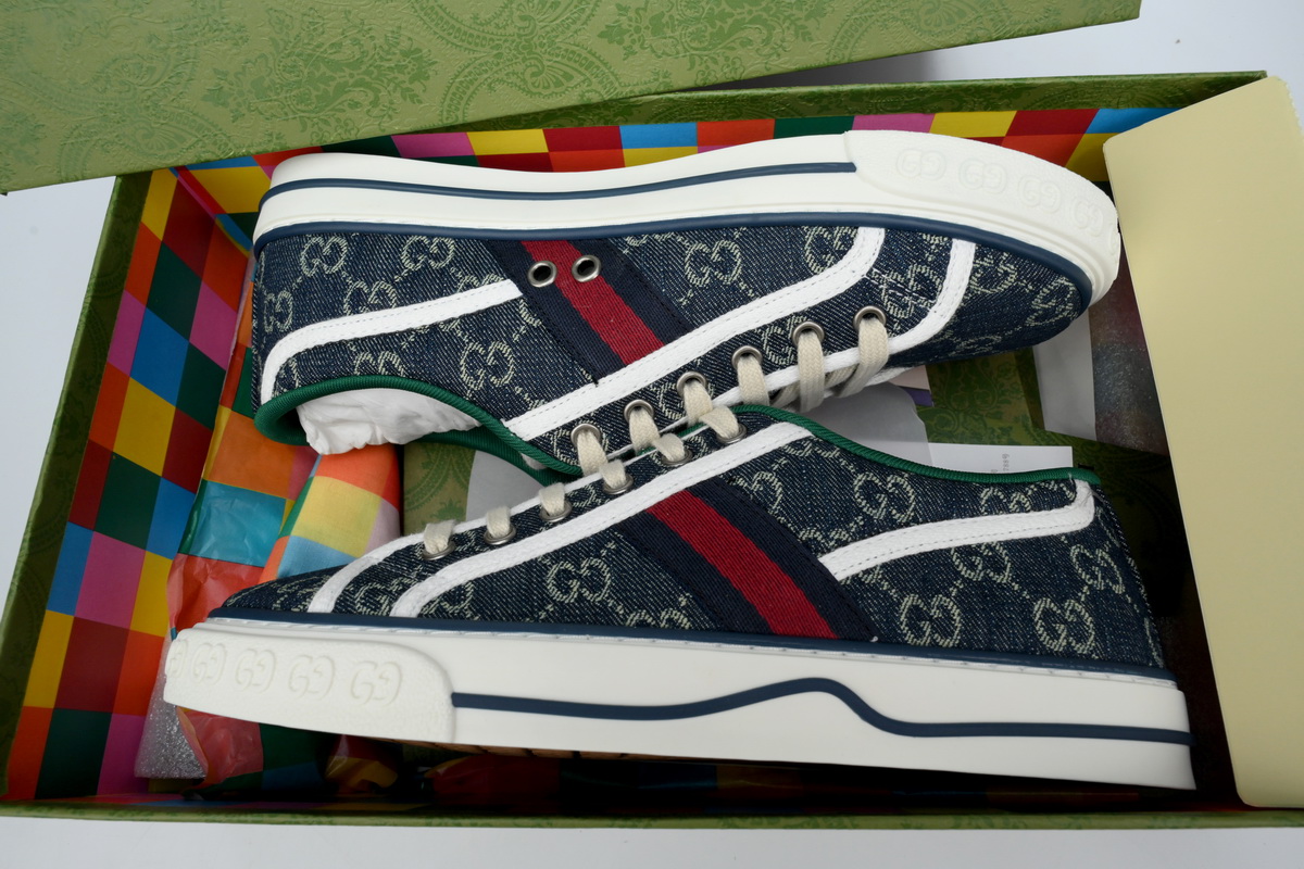 Gucci Tennis 1977 GG Logo Denim Blue