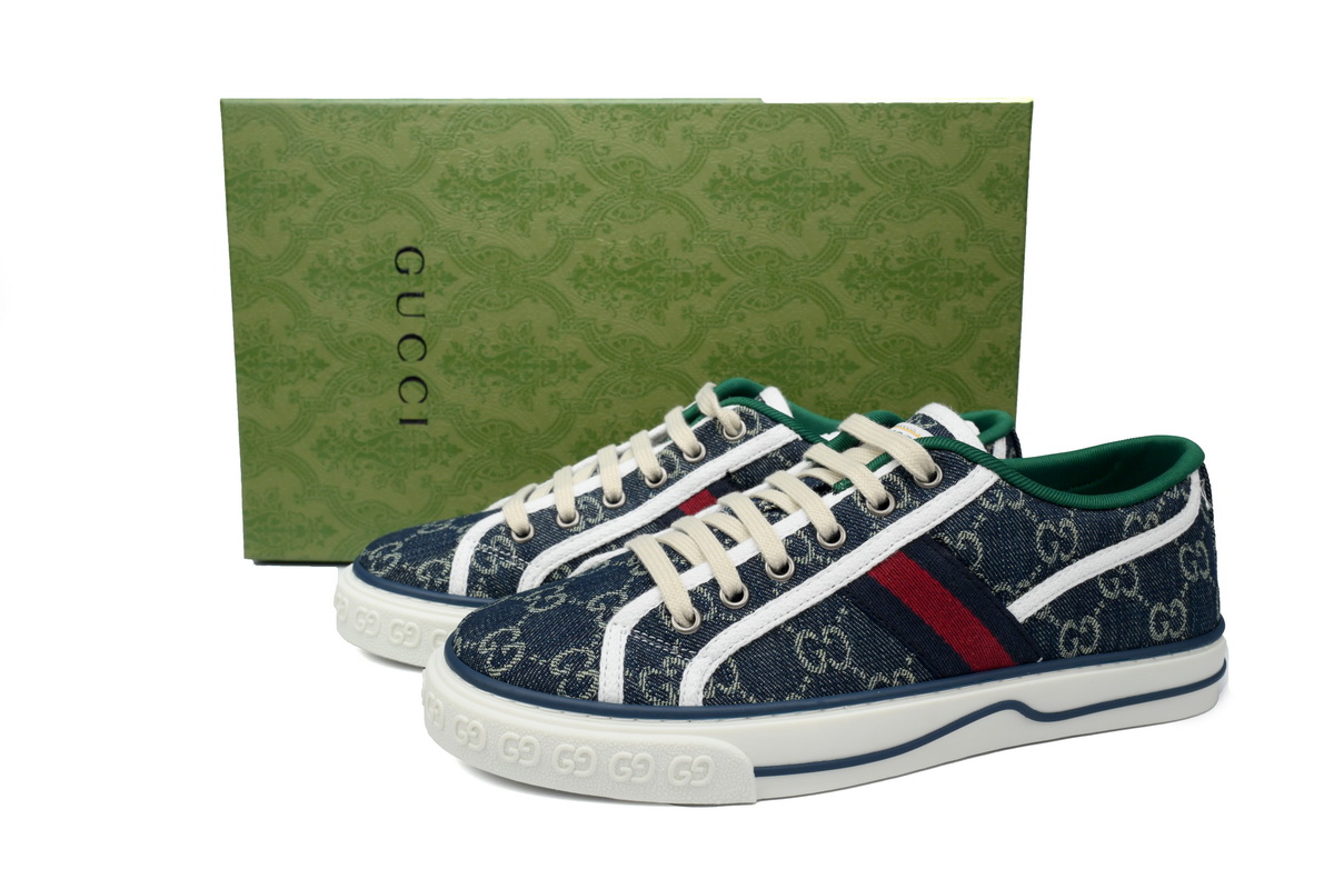 Gucci Tennis 1977 GG Logo Denim Blue