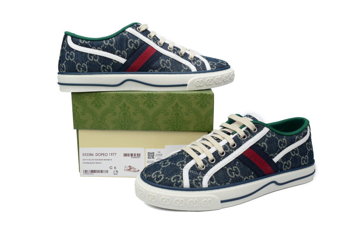 Gucci Tennis 1977 GG Logo Denim Blue