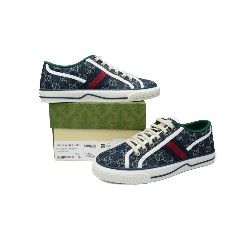 Gucci Tennis 1977 GG Logo Denim Blue