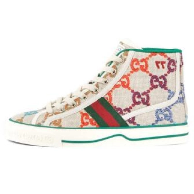 Gucci Tennis 1977 High Top GG Logo White Multi 01
