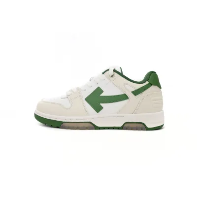OFF-WHITE Out Of Office "OOO" Low Tops White Green 2021 OMIA189R21LEA0010155  01