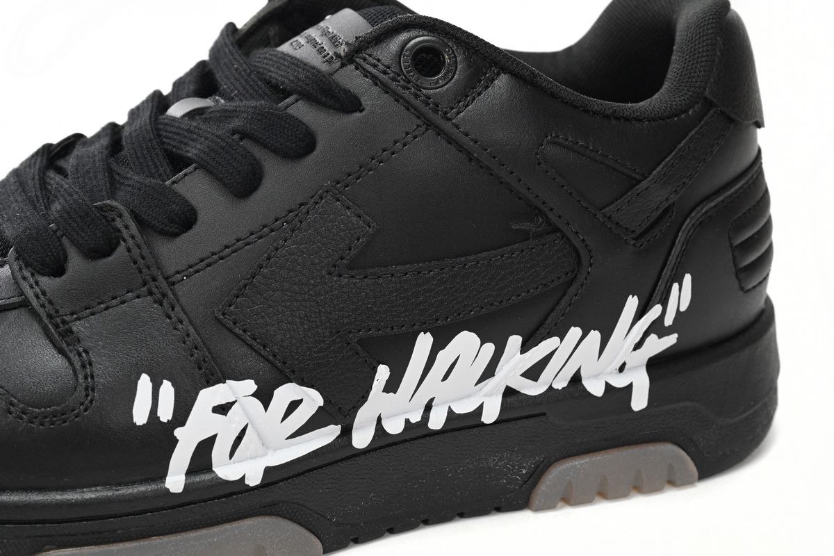 OFF-WHITE Out Of Office OOO "For Walking" Low Tops Black White OMIA189C99LEA0021001