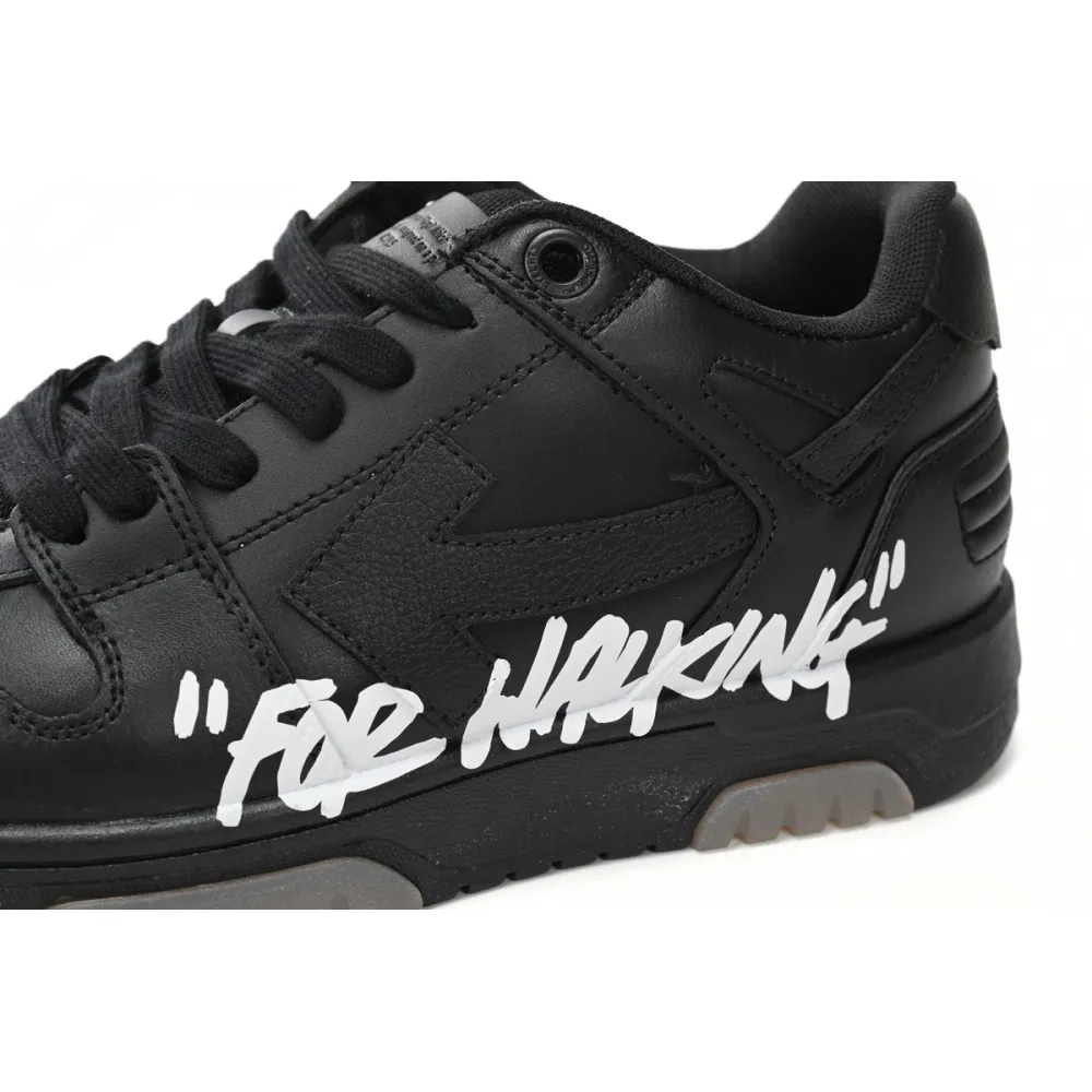 OFF-WHITE Out Of Office OOO "For Walking" Low Tops Black White OMIA189C99LEA0021001