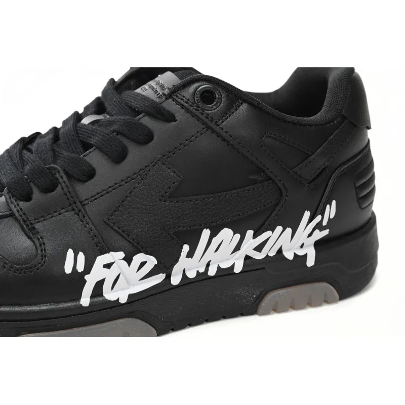 OFF-WHITE Out Of Office OOO "For Walking" Low Tops Black White OMIA189C99LEA0021001