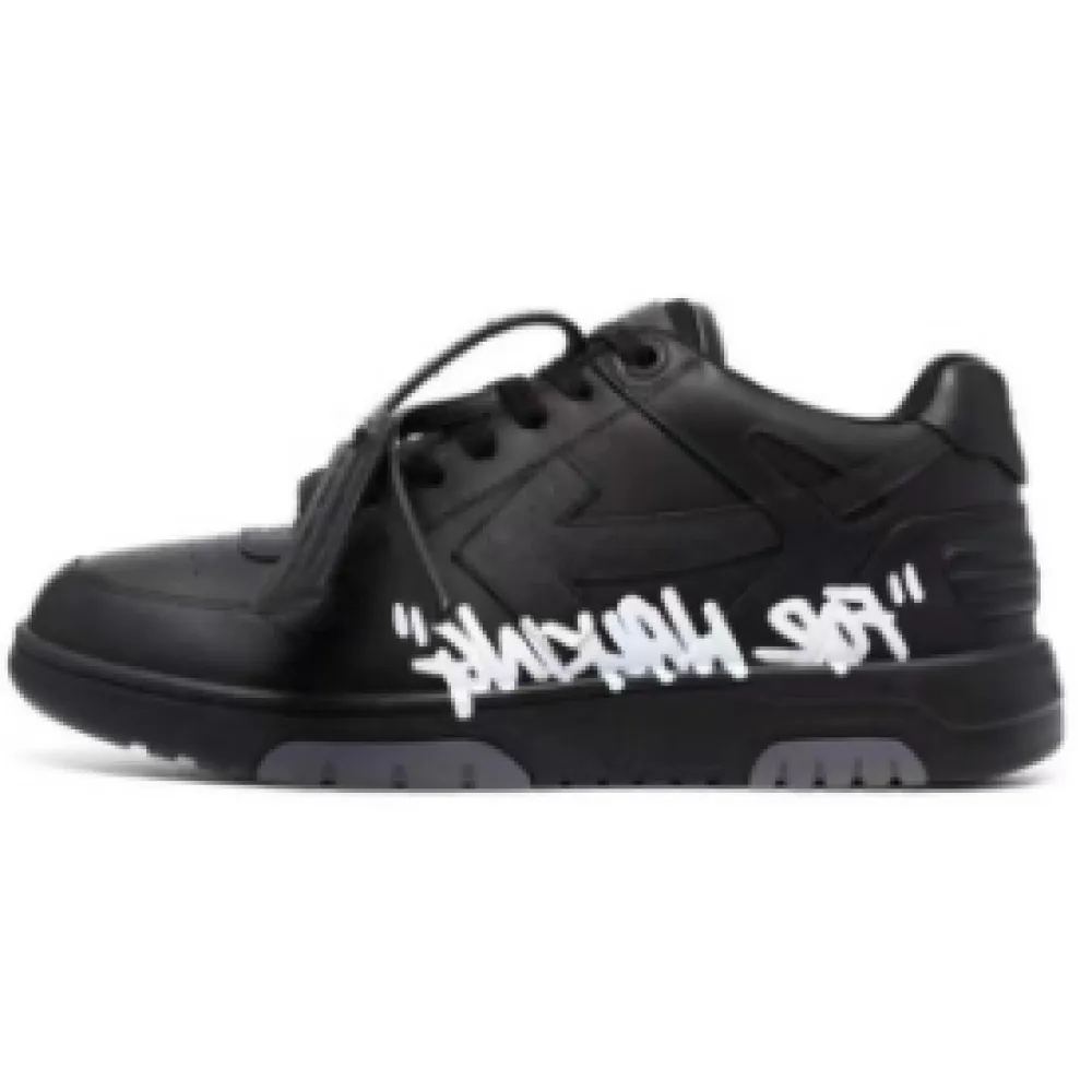 OFF-WHITE Out Of Office OOO "For Walking" Low Tops Black White OMIA189C99LEA0021001