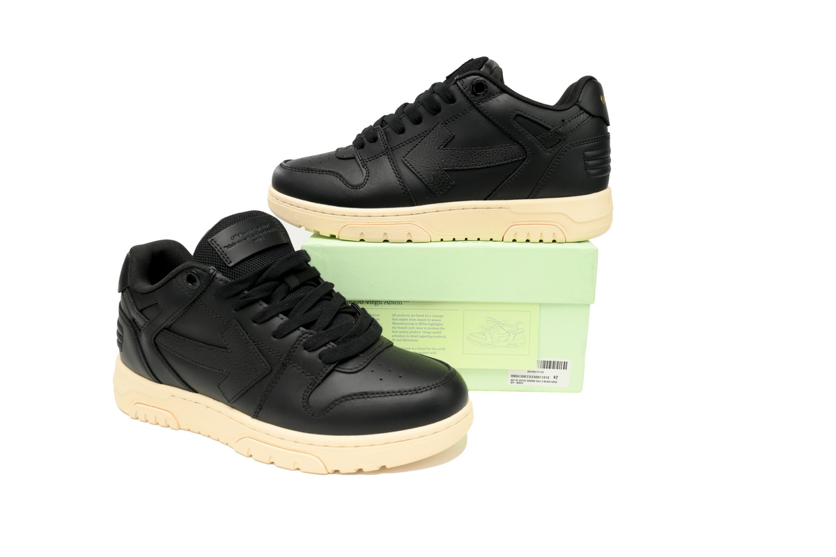 OFF-WHITE Out Of Office OOO Low Tops Black Gum OMIA189F23LEA0011010