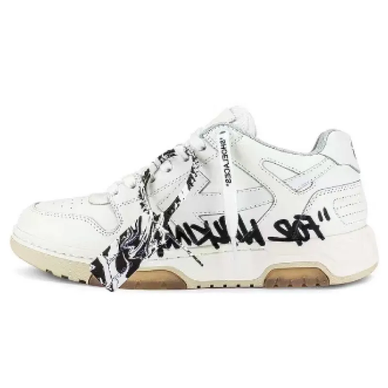 OFF-WHITE Out Of Office OOO Low Tops For Walking White Black OMIA189R21LEA0020101