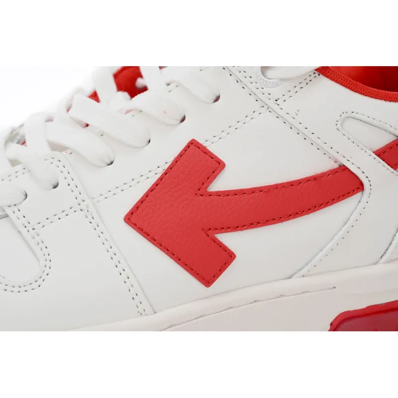 OFF-WHITE Out Of Office OOO Low Tops White Burgundy OMIA189F23LEA002-0129