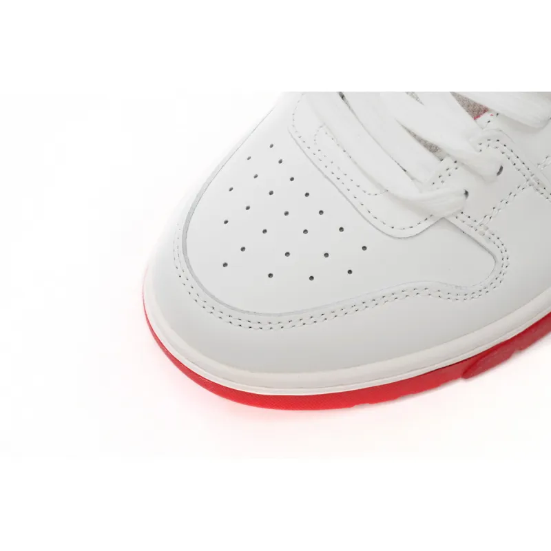 OFF-WHITE Out Of Office OOO Low Tops White Burgundy OMIA189F23LEA002-0129
