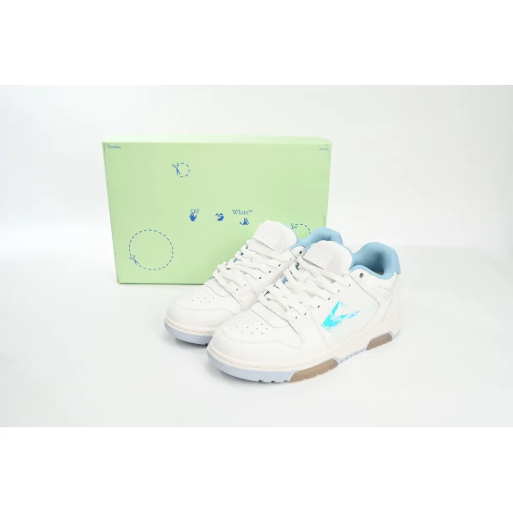 OFF-WHITE Out Of Office OOO Low Tops White Iridescent Blue OMIA189F21LEA0030181