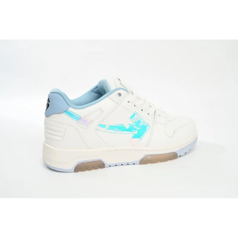 OFF-WHITE Out Of Office OOO Low Tops White Iridescent Blue OMIA189F21LEA0030181