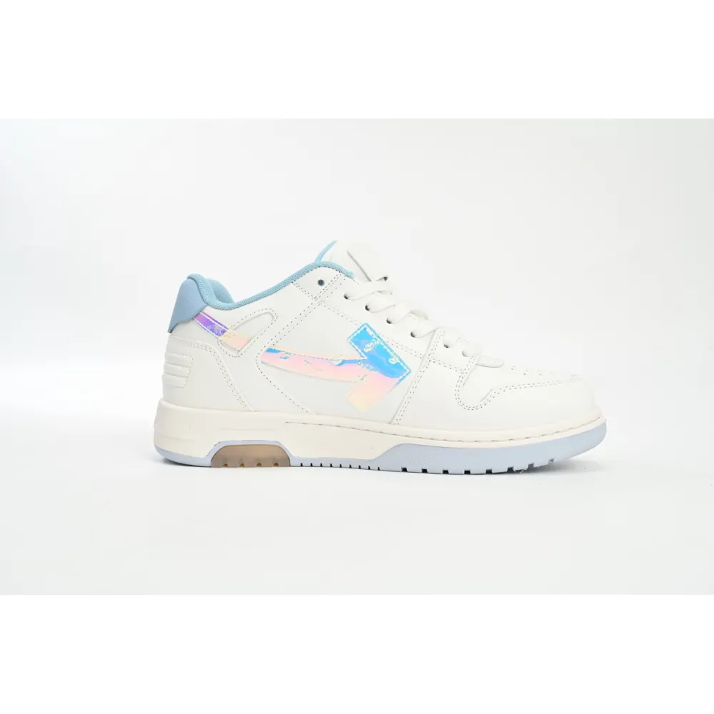 OFF-WHITE Out Of Office OOO Low Tops White Iridescent Blue OMIA189F21LEA0030181