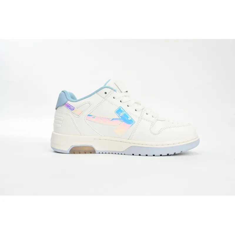 OFF-WHITE Out Of Office OOO Low Tops White Iridescent Blue OMIA189F21LEA0030181