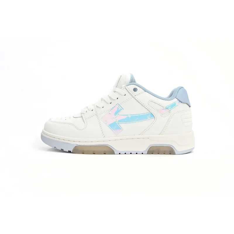 OFF-WHITE Out Of Office OOO Low Tops White Iridescent Blue OMIA189F21LEA0030181