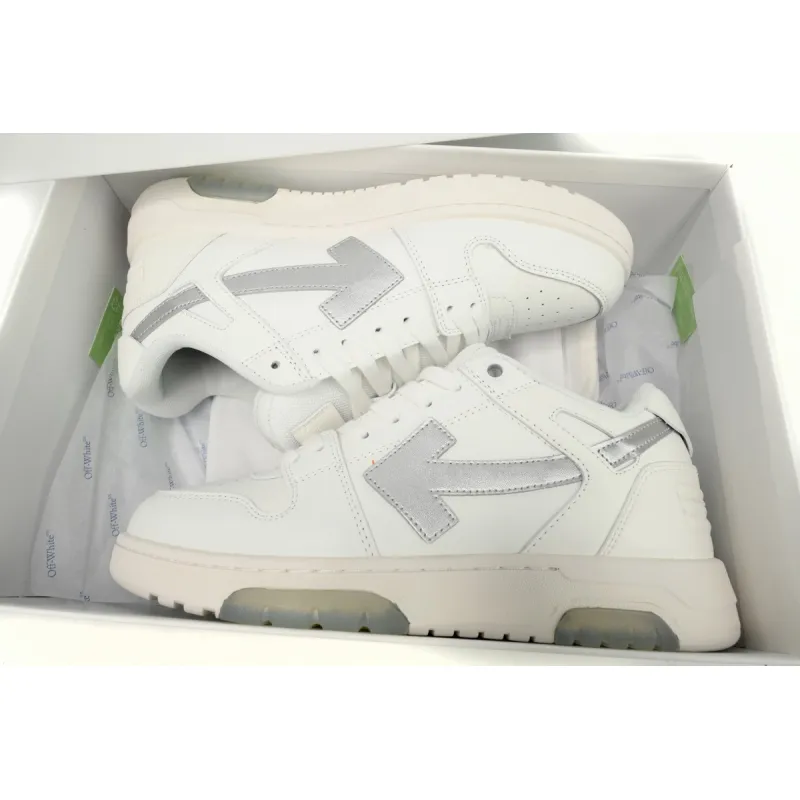 OFF-WHITE Out Of Office OOO Low Tops White Silver OMIA189F23LEA0090172