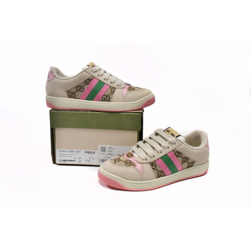  Gucci Screener GG White Brown Powder  577684 2C830 9150