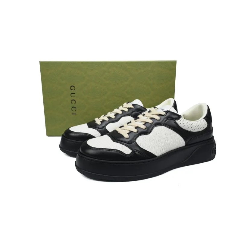 Gucci GG Embossed White Black Leather 669582 AAA4T 1068