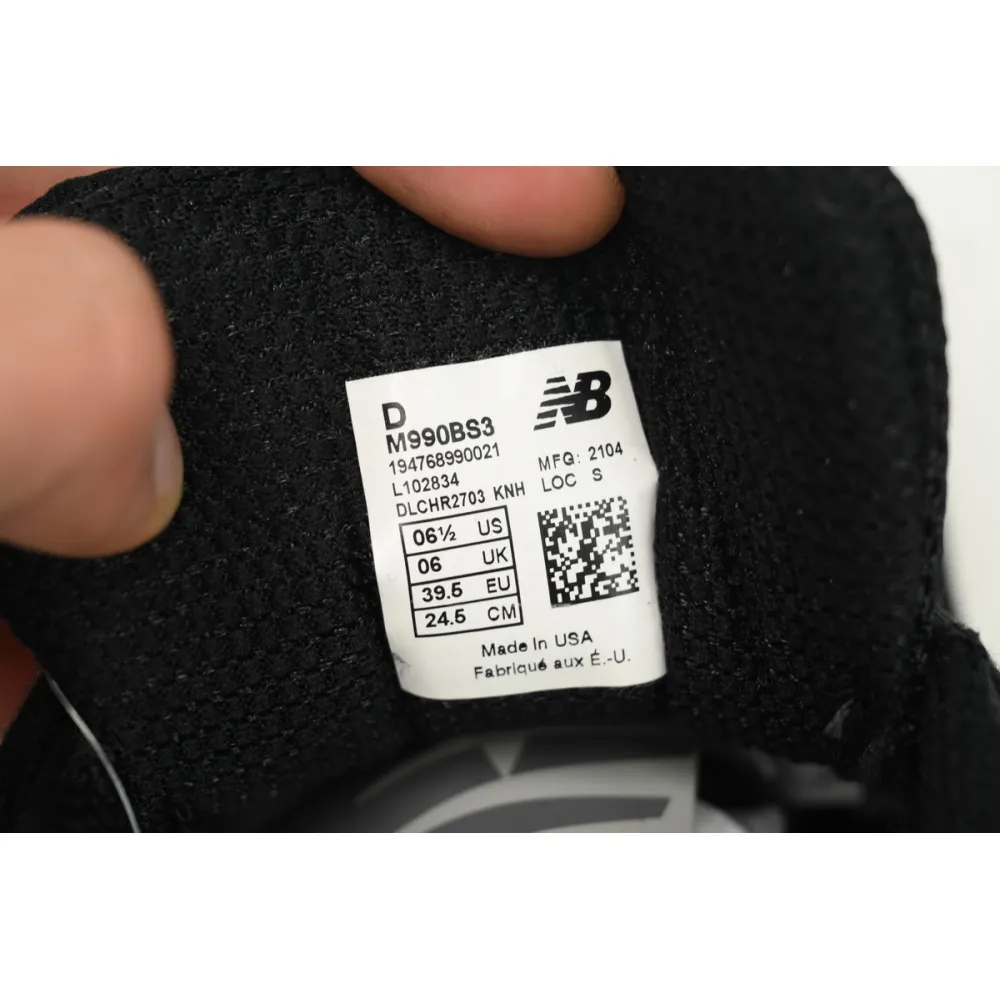 New Balance 990v3 MiUSA Black White  M990BS3