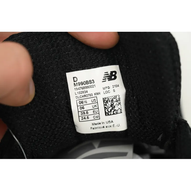 New Balance 990v3 MiUSA Black White  M990BS3