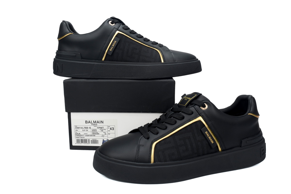 Balmain B-Court Low-Top Black Gold