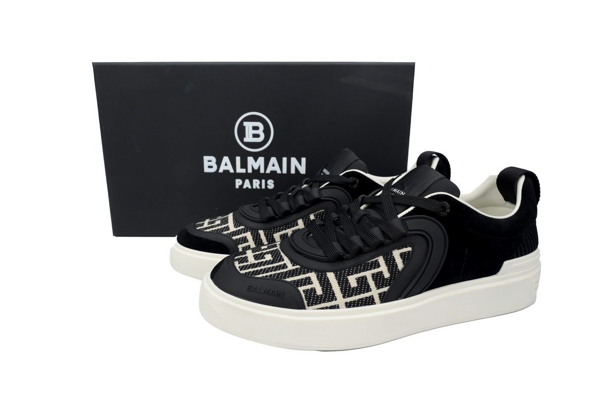 Balmain B-Court Low-Top Pattern Black White