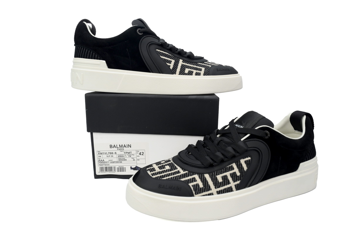 Balmain B-Court Low-Top Pattern Black White