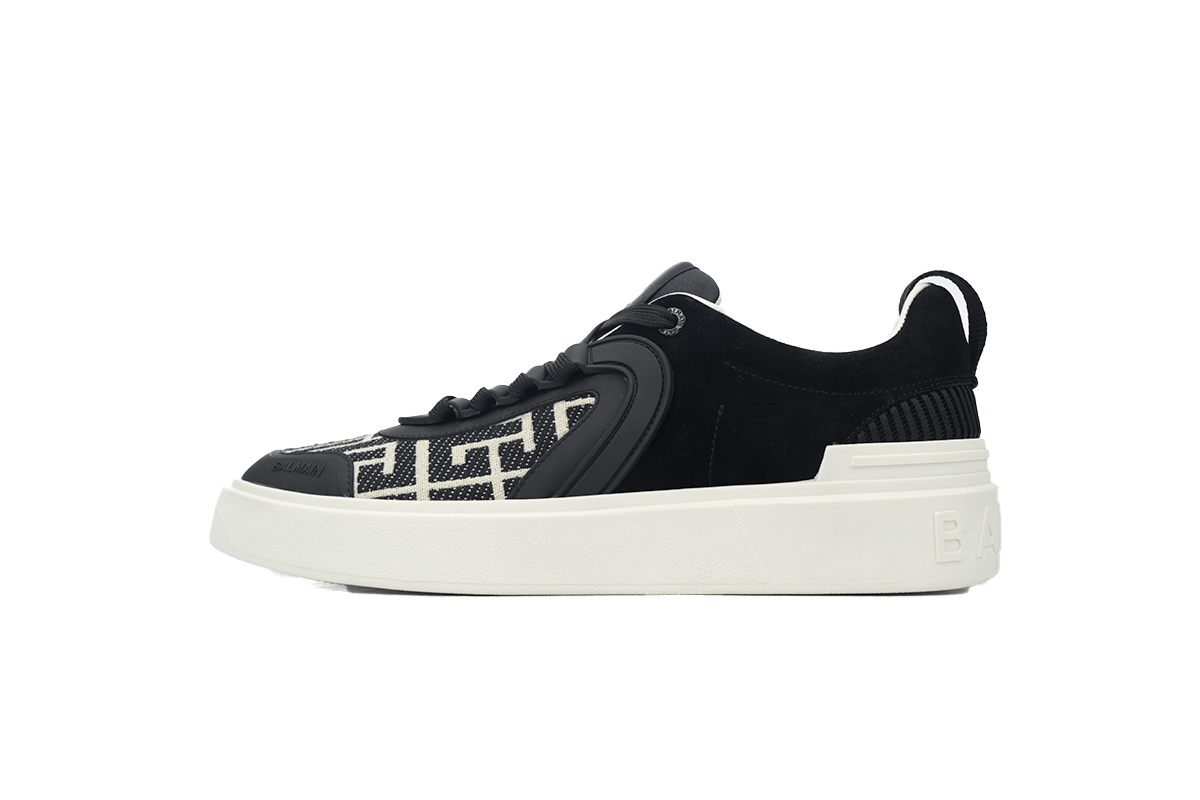 Balmain B-Court Low-Top Pattern Black White