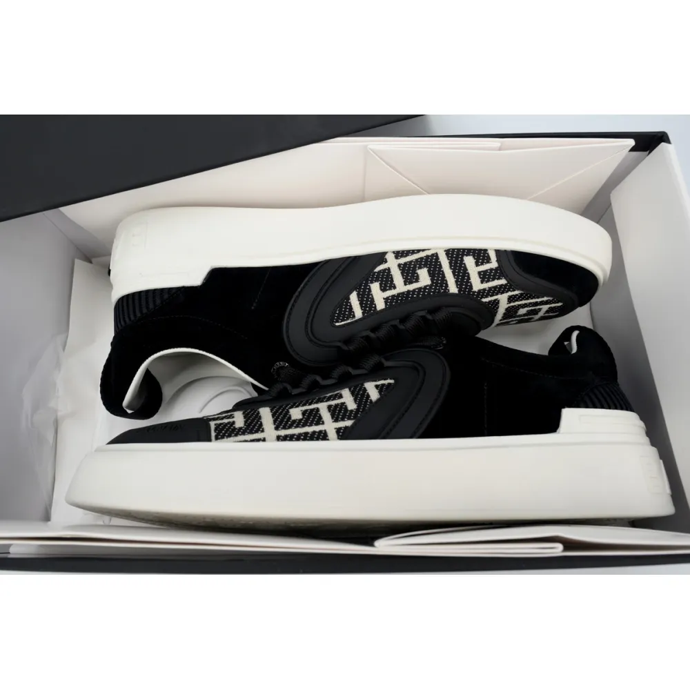 Balmain B-Court Low-Top Pattern Black White