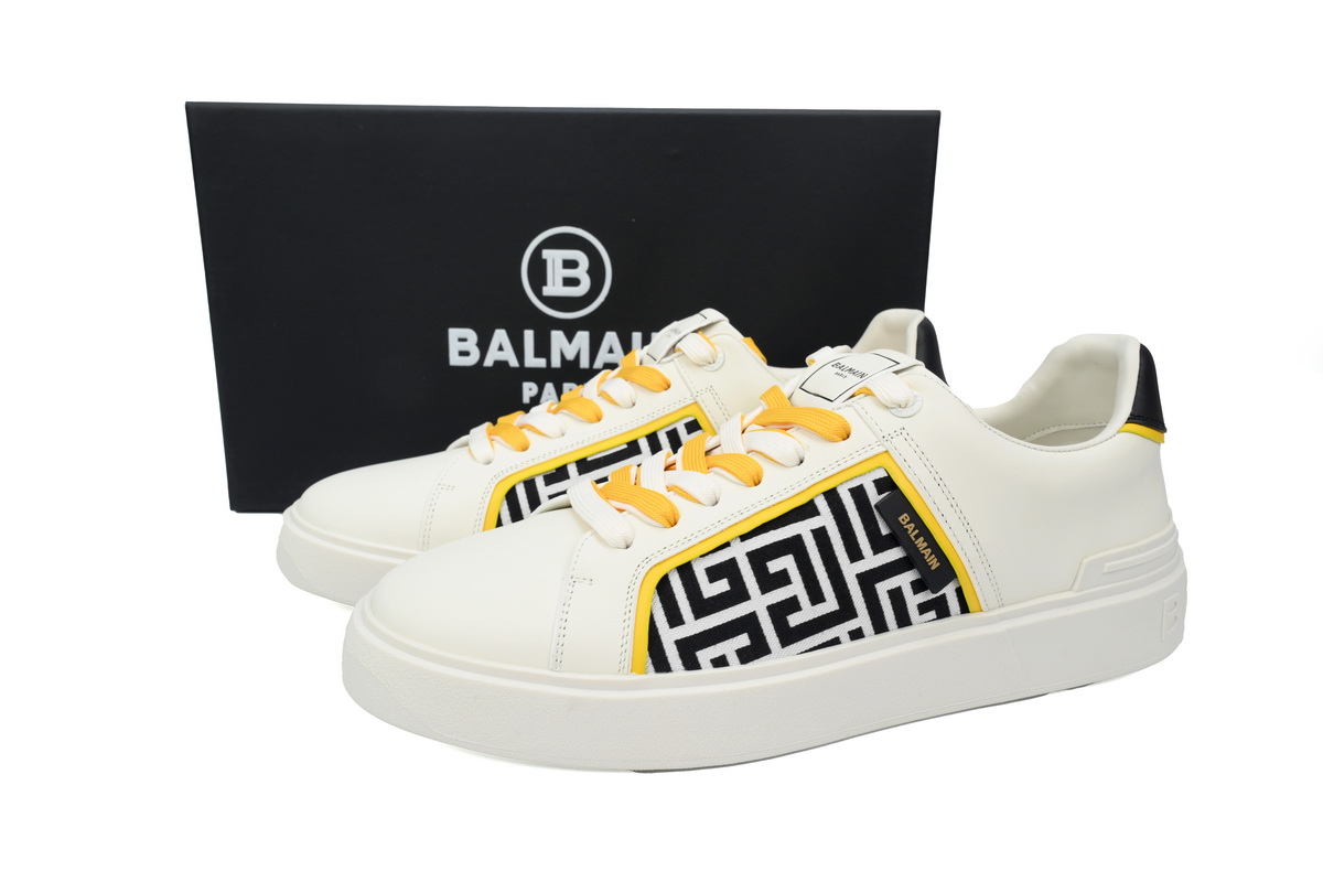 Balmain B-Court Low-Top Pattern White Yellow