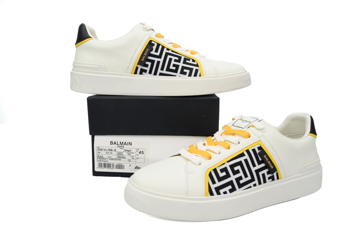 Balmain B-Court Low-Top Pattern White Yellow