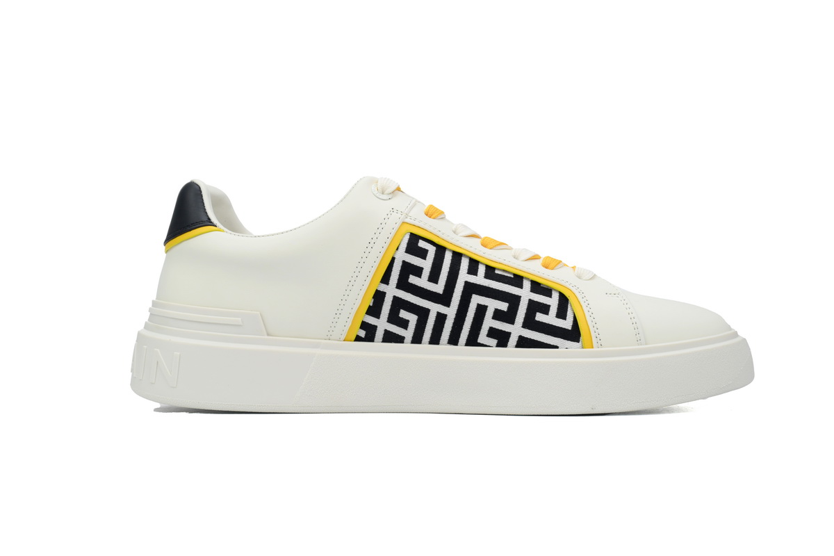 Balmain B-Court Low-Top Pattern White Yellow