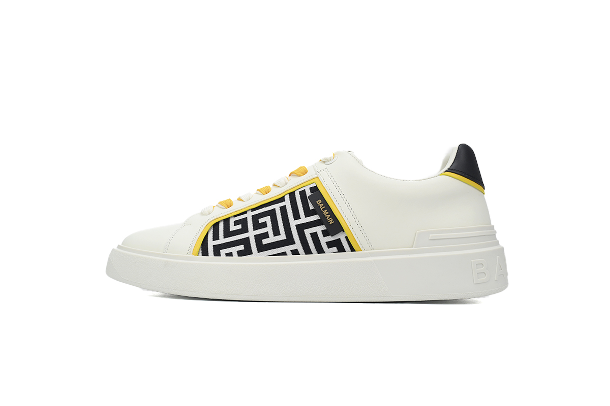 Balmain B-Court Low-Top Pattern White Yellow