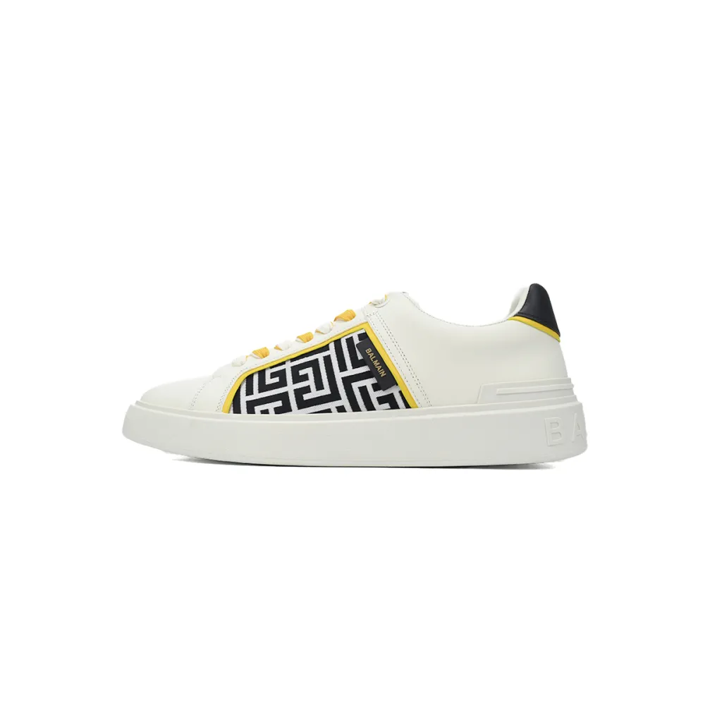 Balmain B-Court Low-Top Pattern White Yellow