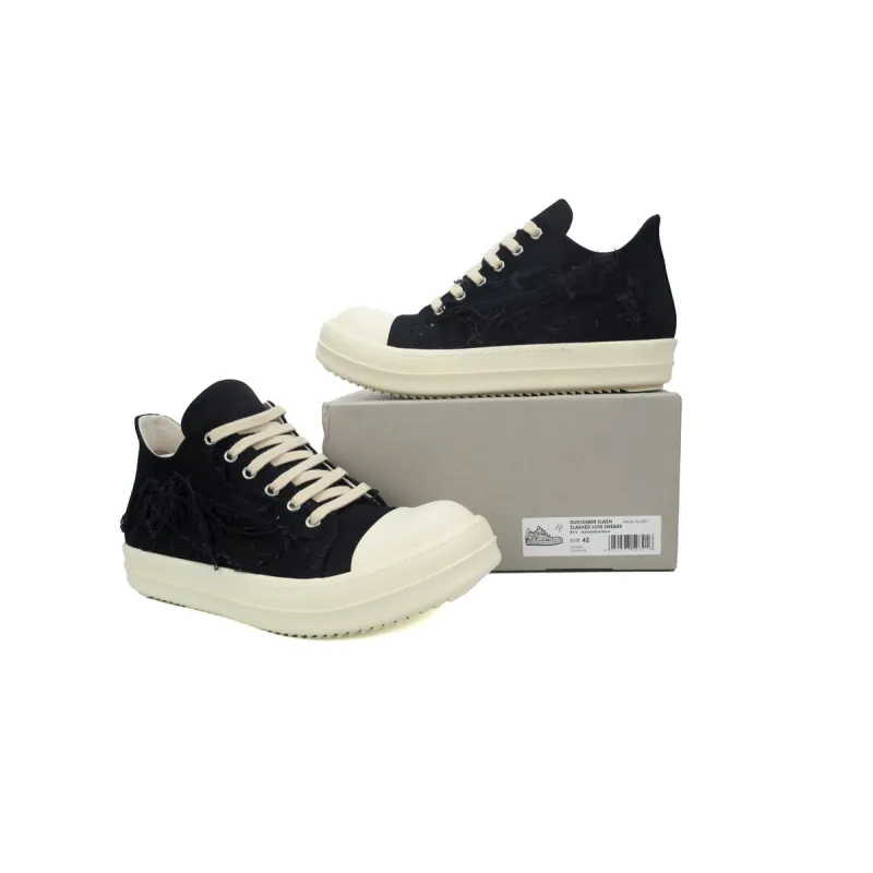 Rick Owens DRKSHDW Fogachine Slashed Stretch Denim Low Black Milk  DU01B7802 SBSLH 911