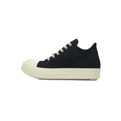 Rick Owens DRKSHDW Fogachine Slashed Stretch Denim Low Black Milk  DU01B7802 SBSLH 911 01