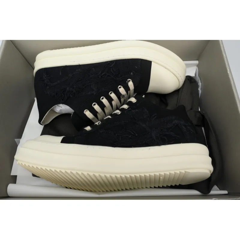 Rick Owens DRKSHDW Fogachine Slashed Stretch Denim Low Black Milk  DU01B7802 SBSLH 911