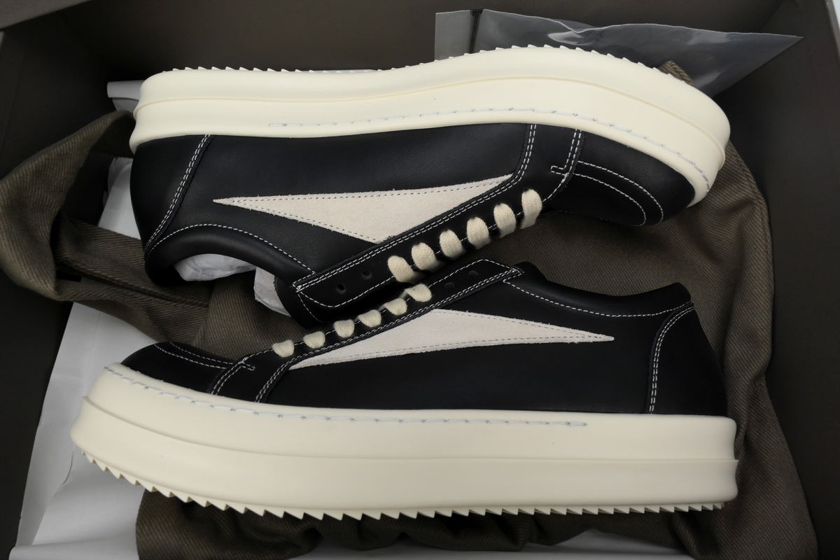 Rick Owens EDFU Vintage Sneaks Leather Black Milk White RP01C5888LPOLVS-911