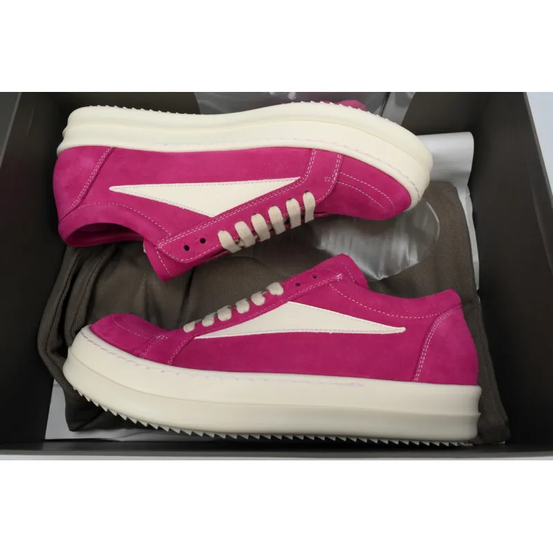 Rick Owens EDFU Vintage Sneaks Velour Suede Hot Pink Milk White  RP01C5888_LVSLPO_1311