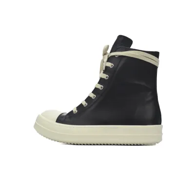 Rick Owens Ramones Leather High Top Black Cream  RU01B1890 01