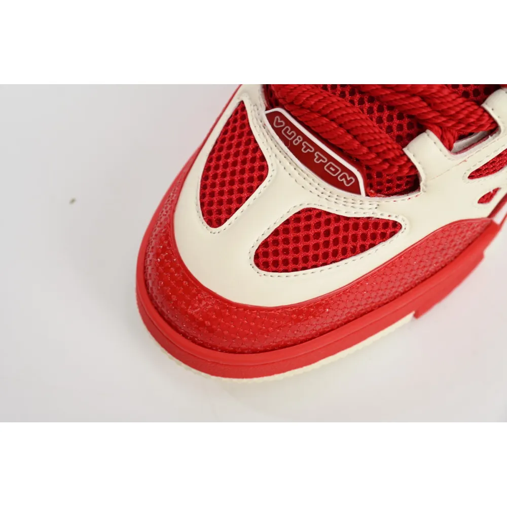  Louis Vuitton Leather lace up Fashionable Board Shoes Red 51BCOLRB