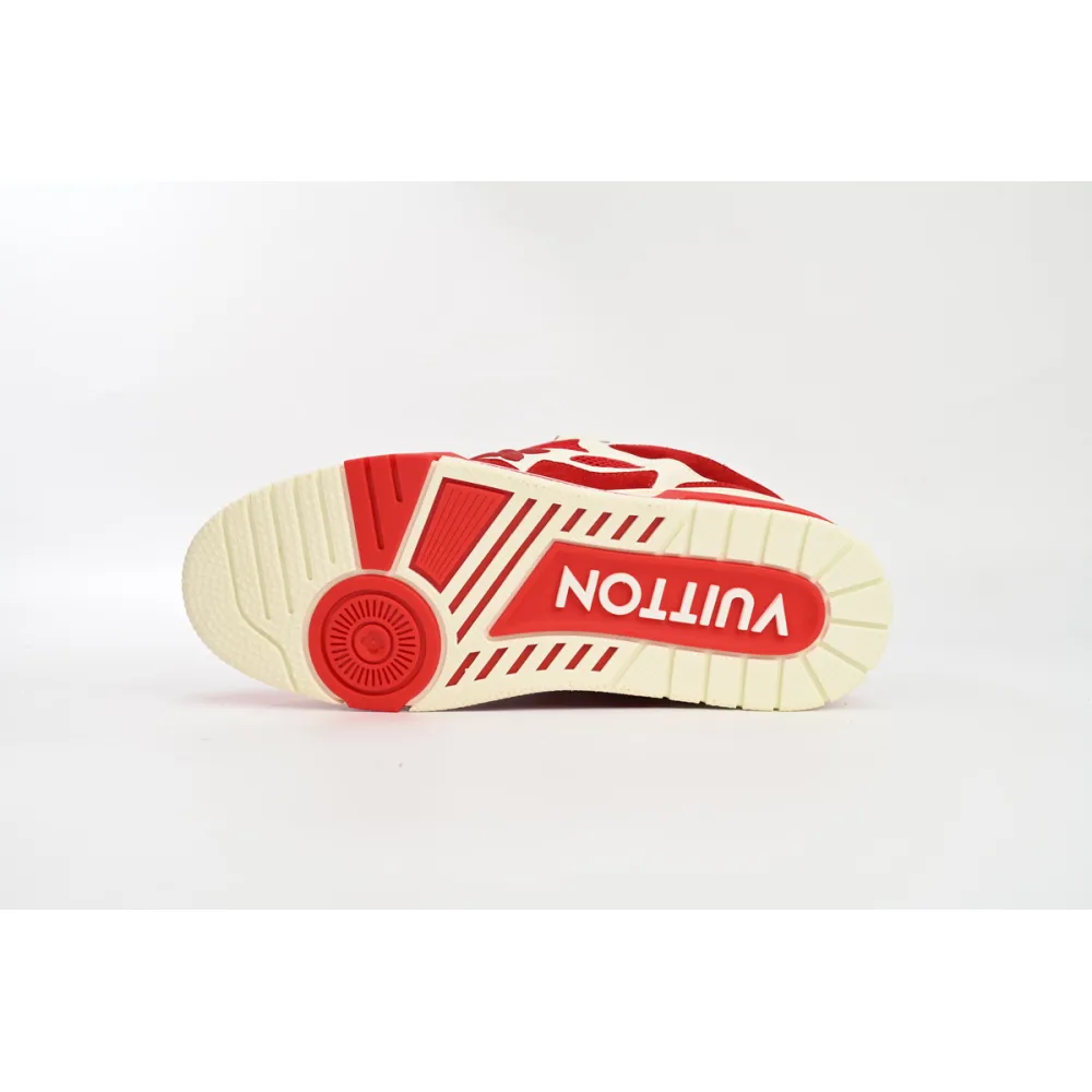  Louis Vuitton Leather lace up Fashionable Board Shoes Red 51BCOLRB