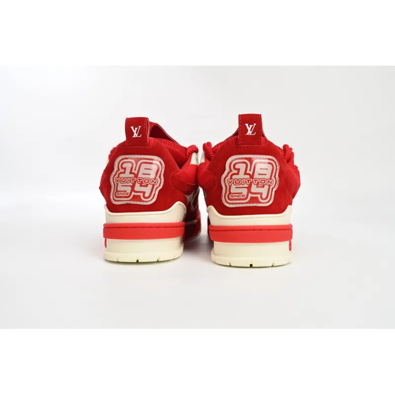  Louis Vuitton Leather lace up Fashionable Board Shoes Red 51BCOLRB