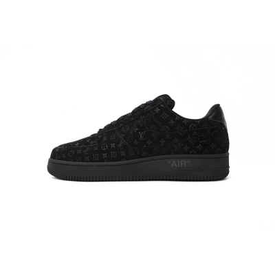  Louis Vuitton x Nike Air Force 1 All Black  1A9VD7 01